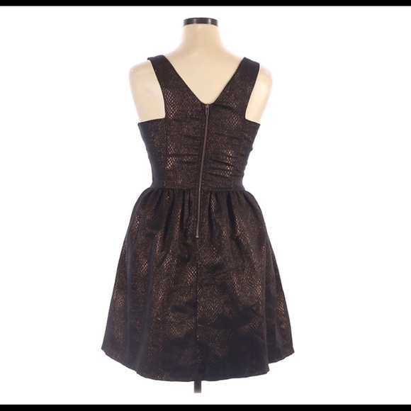 Bar III Copper Black Brocade Fit Flare Dress XXL B9/1 - Picture 2 of 12